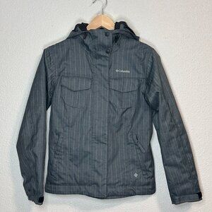 Columbia Grey Striped Omni Tech Full-Zip Hooded Jacket - Women's XS